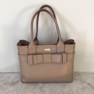 kate spade leather tan Sam bow bag